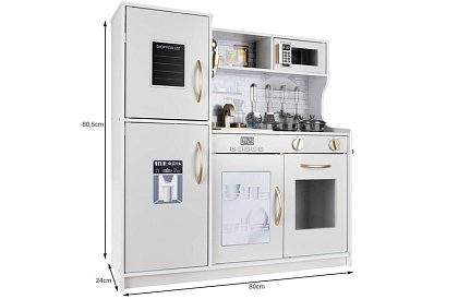 Bucătărie din lemn pentru copii XL cu accesorii – albă