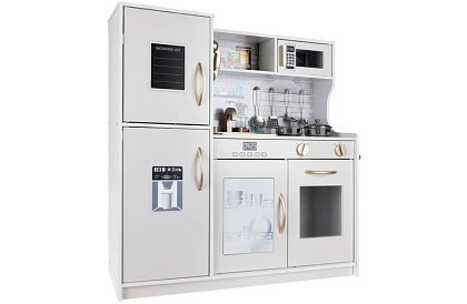 Bucătărie din lemn pentru copii XL cu accesorii – albă