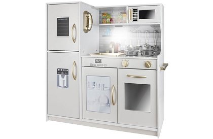 Bucătărie din lemn pentru copii XL cu accesorii – albă