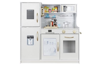 Bucătărie din lemn pentru copii XL cu accesorii – albă