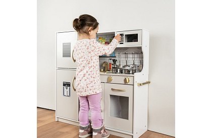 Bucătărie din lemn pentru copii XL cu accesorii – albă