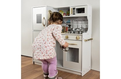 Bucătărie din lemn pentru copii XL cu accesorii – albă