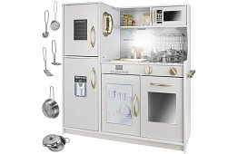 Bucătărie din lemn pentru copii XL cu accesorii – albă