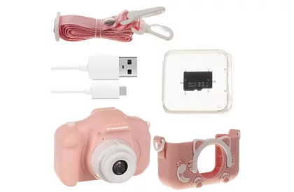 Cameră digitală pentru copii cu card de 32GB - rozie