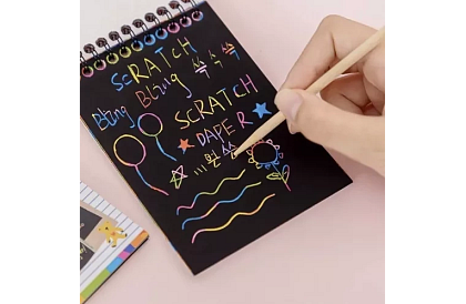 Caiet de zgâriere cu stilou din lemn - scratch note