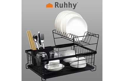 Raft de vase - negru - cu două etaje