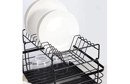 Raft de vase - negru - cu două etaje