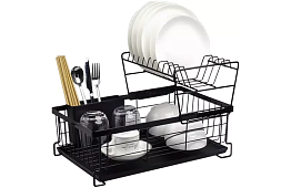 Raft de vase - negru - cu două etaje