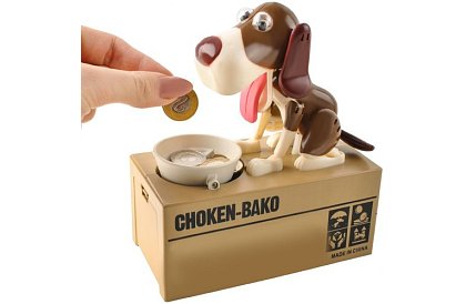 Cutie pentru monede – Câine flămând - maro