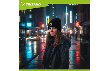 Căciulă de iarnă cu două straturi și lanternă LED - neagră