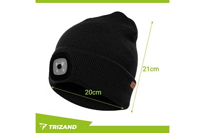 Căciulă de iarnă cu două straturi și lanternă LED - neagră