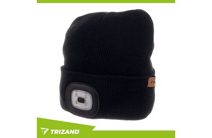 Căciulă de iarnă cu două straturi și lanternă LED - neagră