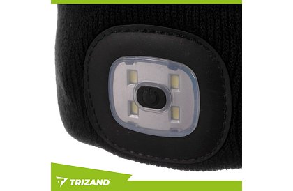 Căciulă de iarnă cu două straturi și lanternă LED - neagră