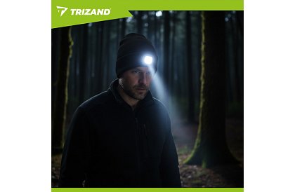 Căciulă de iarnă cu două straturi și lanternă LED - neagră