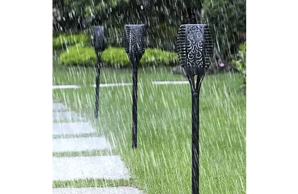 Lanterne de grădină – Torțe solare cu efect de flacără dansantă - 4 bucăți