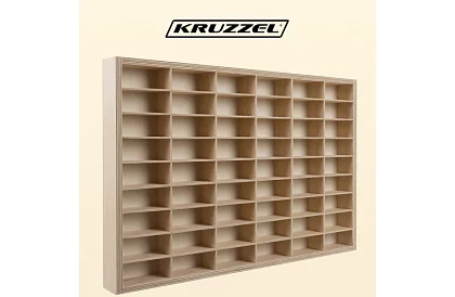 Raft din lemn - organizator pentru mașinuțe - 54 compartimente