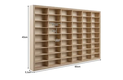 Raft din lemn - organizator pentru mașinuțe - 54 compartimente