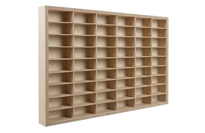 Raft din lemn - organizator pentru mașinuțe - 54 compartimente