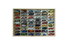 Raft din lemn - organizator pentru mașinuțe - 54 compartimente