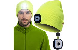 Căciulă de iarnă cu două straturi și lanternă LED – galbenă