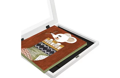 Cadru artistic de deschidere pentru fotografii – desene A4 - alb