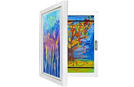 Cadru artistic de deschidere pentru fotografii – desene A4 - alb