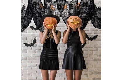 Pânza mare artificială pentru Halloween – 198x76 cm - neagră