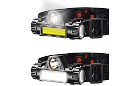 Lanterna frontală LED COB și LED CREE – 4în1