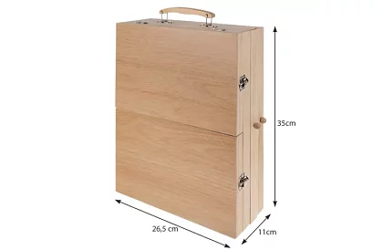 Set de pictură într-o valiză din lemn – 83 de elemente