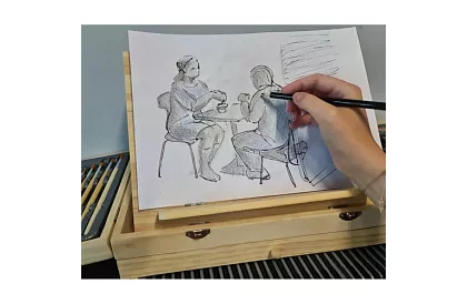 Set de pictură într-o valiză din lemn – 83 de elemente