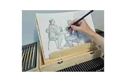 Set de pictură într-o valiză din lemn – 83 de elemente