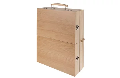 Set de pictură într-o valiză din lemn – 83 de elemente