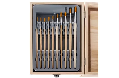 Set de pictură într-o valiză din lemn – 83 de elemente