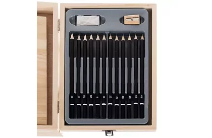 Set de pictură într-o valiză din lemn – 83 de elemente