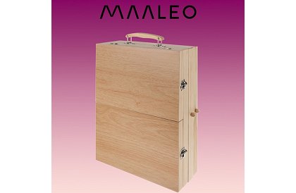 Set de pictură într-o valiză din lemn – 83 de elemente