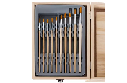 Set de pictură într-o valiză din lemn – 83 de elemente