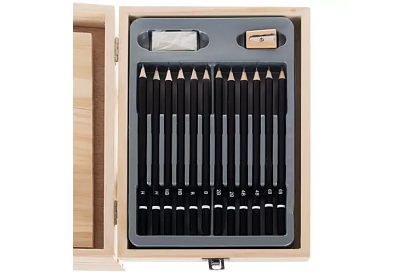 Set de pictură într-o valiză din lemn – 83 de elemente