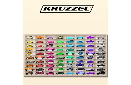 Raft din lemn – organizator pentru mașinuțe – 80 de compartimente