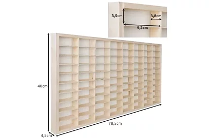 Raft din lemn – organizator pentru mașinuțe – 80 de compartimente