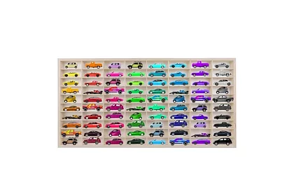 Raft din lemn – organizator pentru mașinuțe – 80 de compartimente