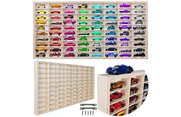 Raft din lemn – organizator pentru mașinuțe – 80 de compartimente