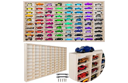 Raft din lemn – organizator pentru mașinuțe – 80 de compartimente