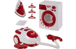 Sada de aparate electrocasnice – fier de călcat, mașină de spălat, aspirator