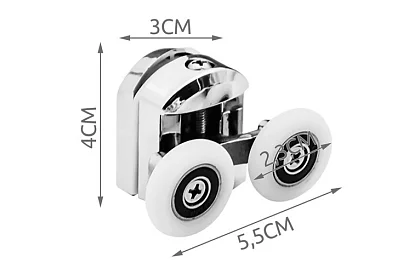 Roți pentru ușile glisante ale cabinelor de duș – 8 buc - Crom