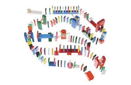 Domino din lemn – set mare de 407 piese + geantă