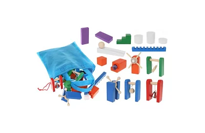 Domino din lemn – set mare de 407 piese + geantă