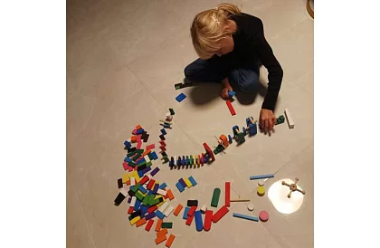 Domino din lemn – set mare de 407 piese + geantă