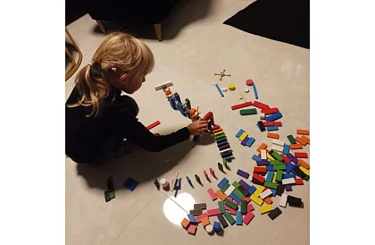 Domino din lemn – set mare de 407 piese + geantă