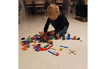 Domino din lemn – set mare de 407 piese + geantă