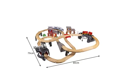 Calea ferată din lemn - trenuleț cu baterii de 4,8 metri